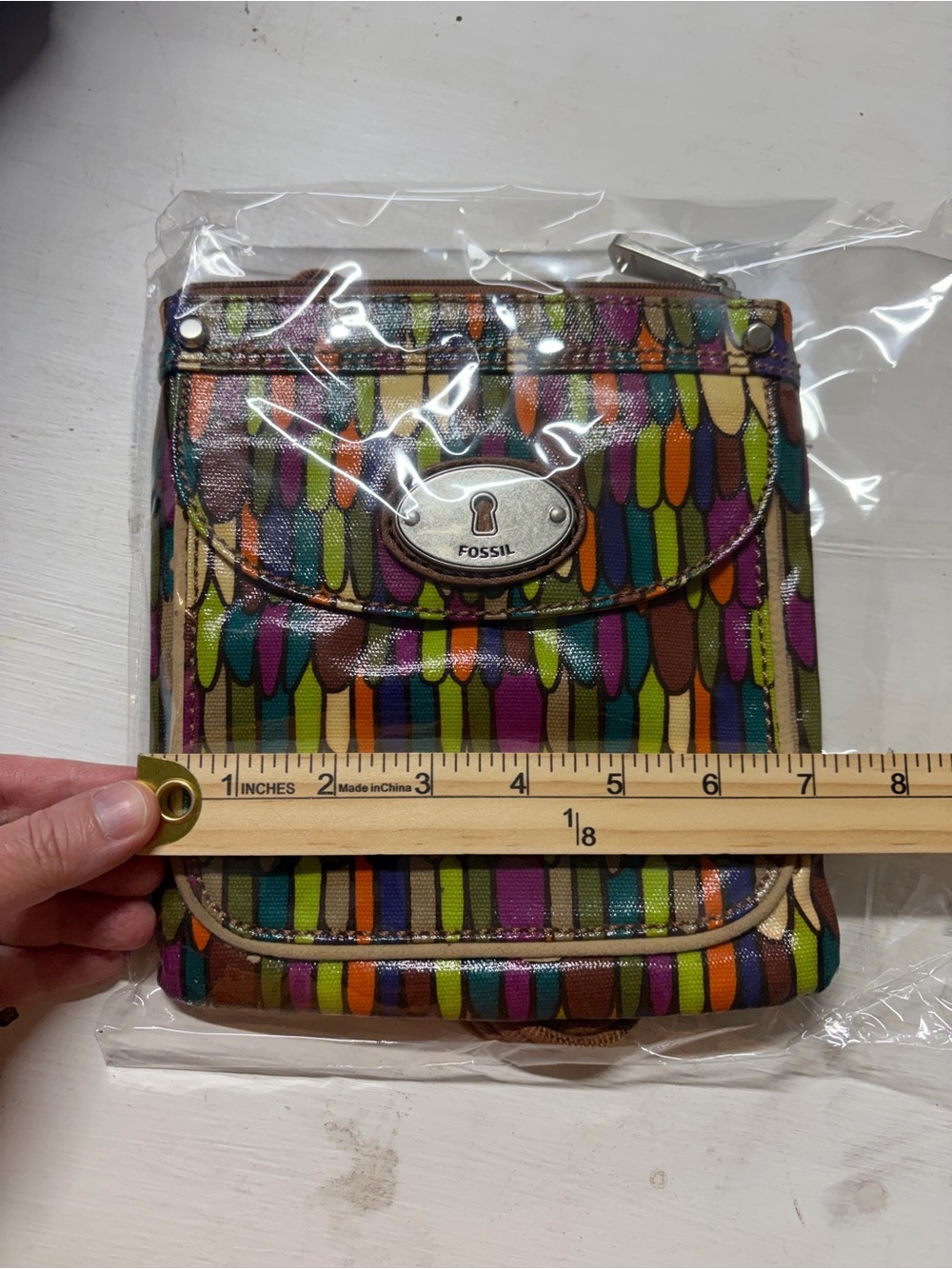 Fossil Key-Per Colorful Coated Canvas Crossbody Bag - Picture 8 of 9